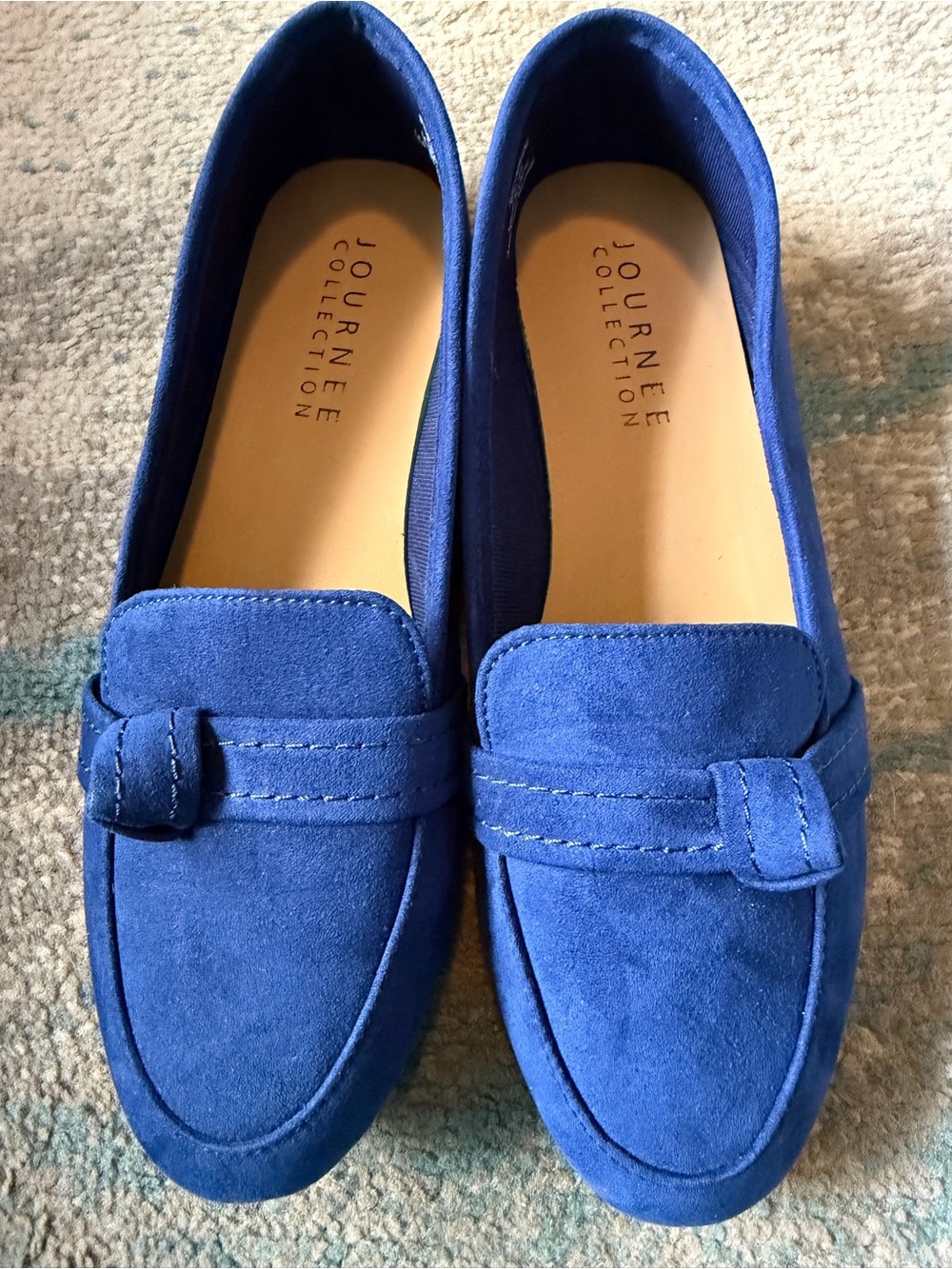 Women's Size 8.5 Journee Collection Blue Faux Suede Loafers